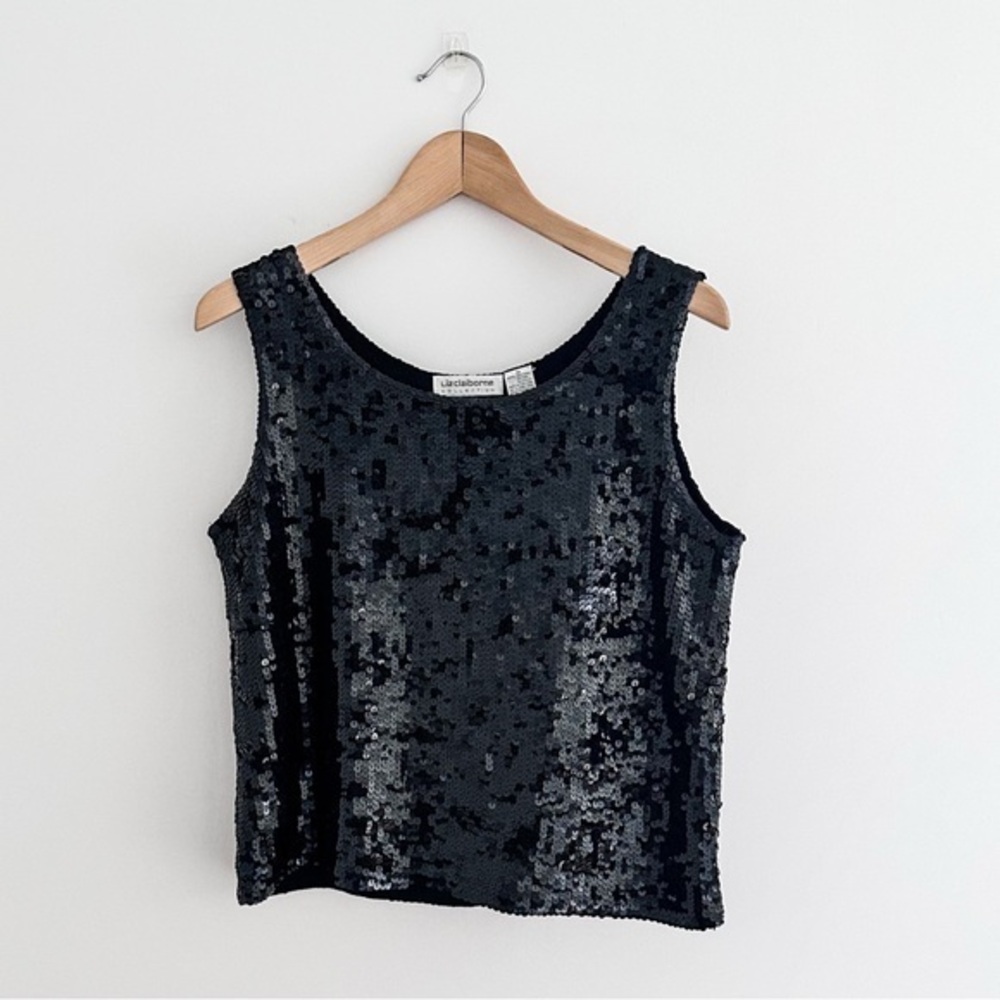 Vintage Black Sequined Tank Top